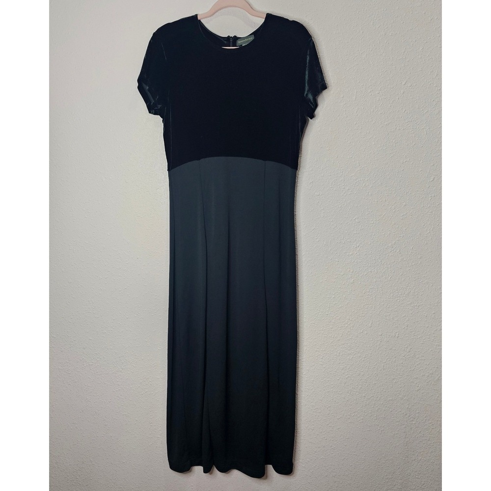 Banana Republic Black Velvet Top Maxi Dress Career Party Casual Womens L‎